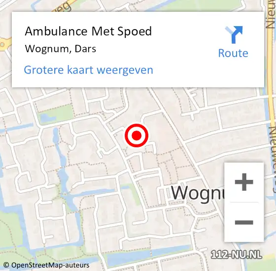 Locatie op kaart van de 112 melding: Ambulance Met Spoed Naar Wognum, Dars op 13 maart 2022 18:07