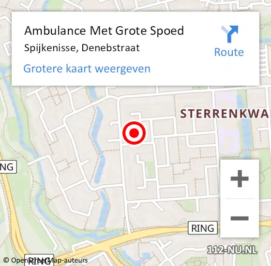 Locatie op kaart van de 112 melding: Ambulance Met Grote Spoed Naar Spijkenisse, Denebstraat op 13 maart 2022 18:07