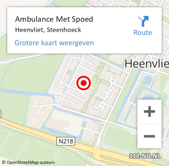 Locatie op kaart van de 112 melding: Ambulance Met Spoed Naar Heenvliet, Steenhoeck op 13 maart 2022 18:15