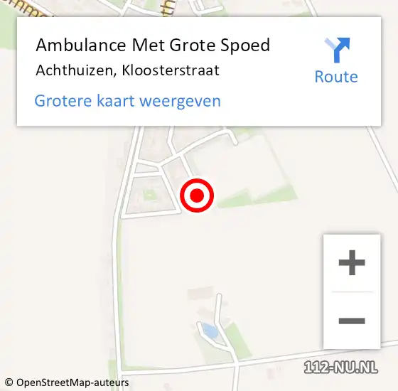 Locatie op kaart van de 112 melding: Ambulance Met Grote Spoed Naar Achthuizen, Kloosterstraat op 13 maart 2022 18:40