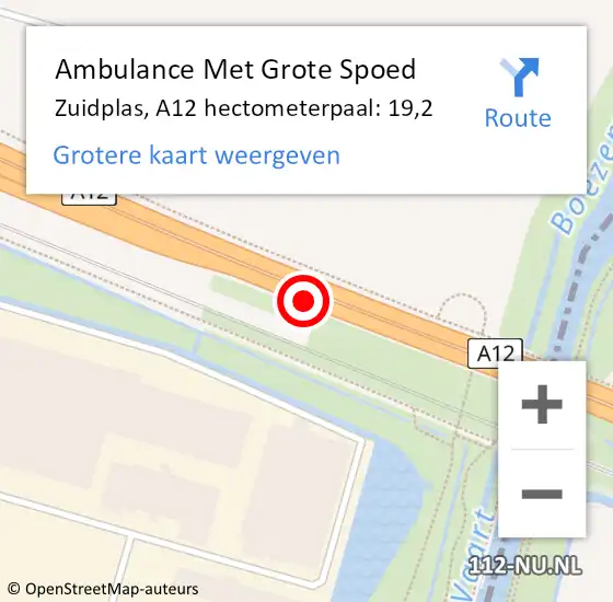 Locatie op kaart van de 112 melding: Ambulance Met Grote Spoed Naar Lansingerland, A12 hectometerpaal: 19,2 op 13 maart 2022 18:53