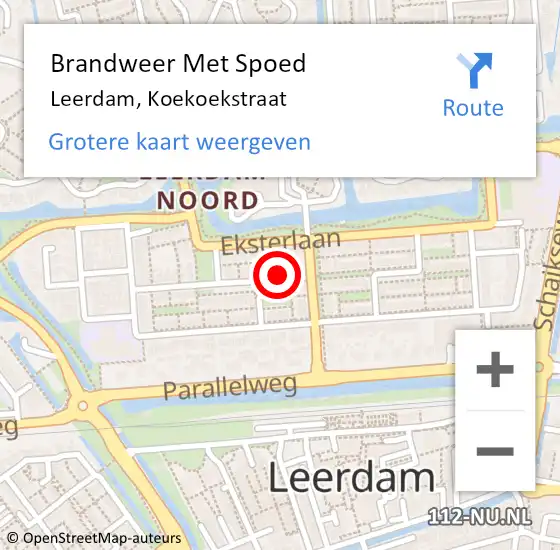 Locatie op kaart van de 112 melding: Brandweer Met Spoed Naar Leerdam, Koekoekstraat op 13 maart 2022 19:02