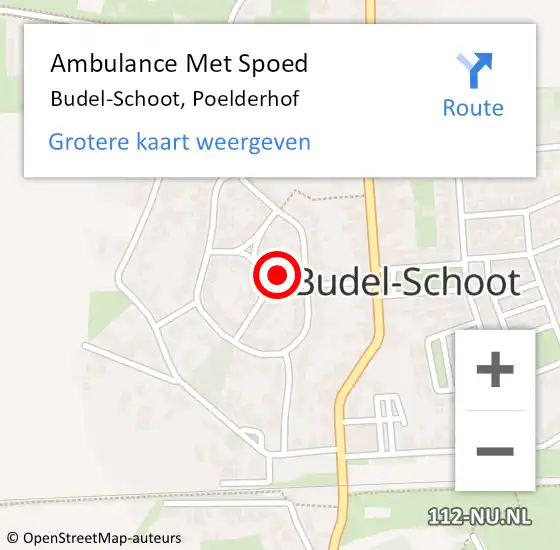 Locatie op kaart van de 112 melding: Ambulance Met Spoed Naar Budel-Schoot, Poelderhof op 13 maart 2022 19:02