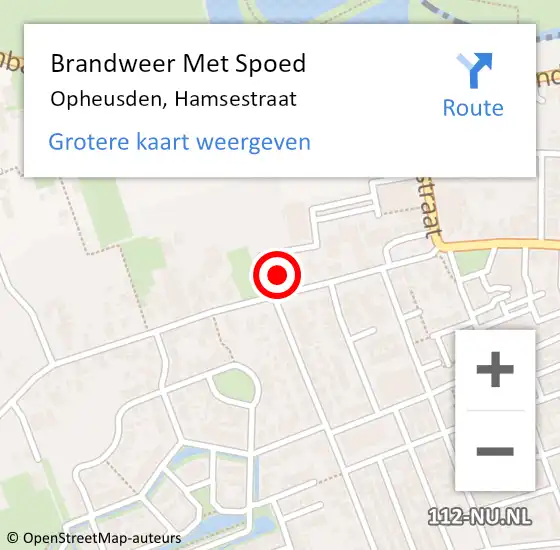 Locatie op kaart van de 112 melding: Brandweer Met Spoed Naar Opheusden, Hamsestraat op 10 juli 2014 23:48