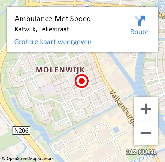 Locatie op kaart van de 112 melding: Ambulance Met Spoed Naar Katwijk, Leliestraat op 13 maart 2022 19:21