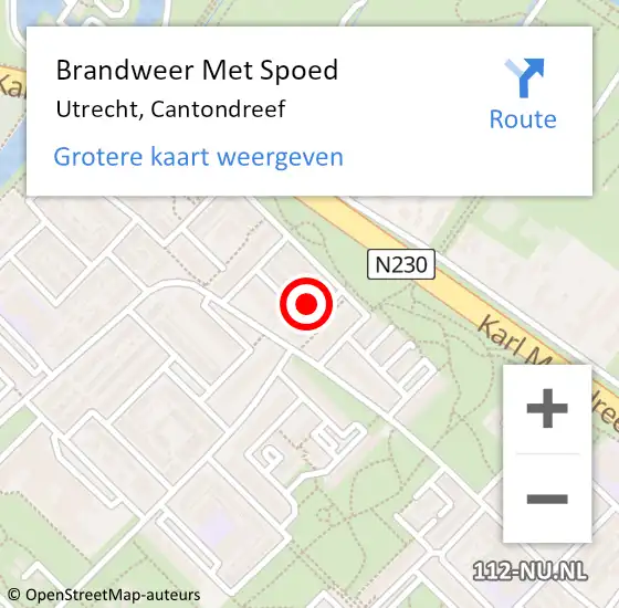 Locatie op kaart van de 112 melding: Brandweer Met Spoed Naar Utrecht, Cantondreef op 13 maart 2022 19:24