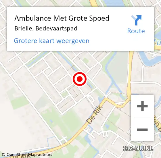 Locatie op kaart van de 112 melding: Ambulance Met Grote Spoed Naar Brielle, Bedevaartspad op 13 maart 2022 19:29