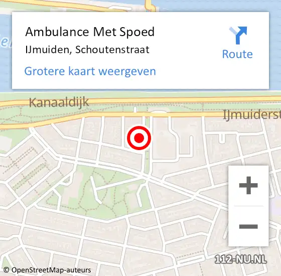 Locatie op kaart van de 112 melding: Ambulance Met Spoed Naar IJmuiden, Schoutenstraat op 13 maart 2022 19:31