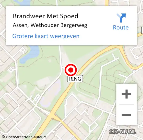 Locatie op kaart van de 112 melding: Brandweer Met Spoed Naar Assen, Wethouder Bergerweg op 13 maart 2022 19:38