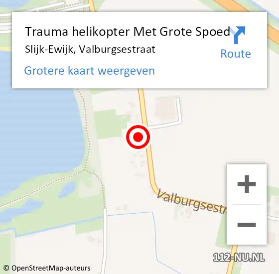 Locatie op kaart van de 112 melding: Trauma helikopter Met Grote Spoed Naar Slijk-Ewijk, Valburgsestraat op 13 maart 2022 19:40