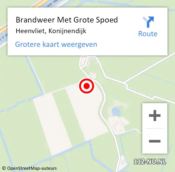 Locatie op kaart van de 112 melding: Brandweer Met Grote Spoed Naar Heenvliet, Konijnendijk op 13 maart 2022 19:53