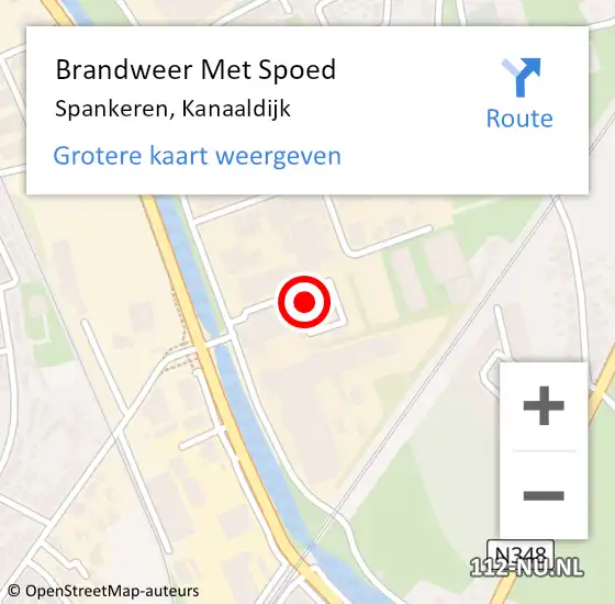 Locatie op kaart van de 112 melding: Brandweer Met Spoed Naar Spankeren, Kanaaldijk op 13 maart 2022 20:30