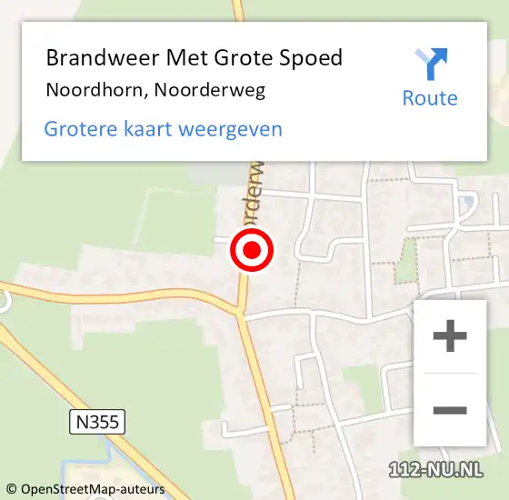 Locatie op kaart van de 112 melding: Brandweer Met Grote Spoed Naar Noordhorn, Noorderweg op 13 maart 2022 20:42
