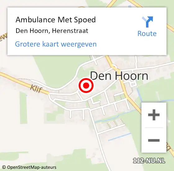 Locatie op kaart van de 112 melding: Ambulance Met Spoed Naar Den Hoorn, Herenstraat op 13 maart 2022 21:24