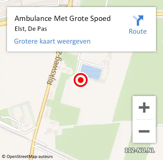 Locatie op kaart van de 112 melding: Ambulance Met Grote Spoed Naar Elst, De Pas op 13 maart 2022 21:24