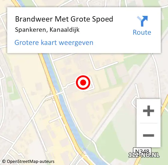 Locatie op kaart van de 112 melding: Brandweer Met Grote Spoed Naar Spankeren, Kanaaldijk op 13 maart 2022 21:41