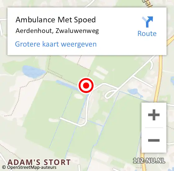 Locatie op kaart van de 112 melding: Ambulance Met Spoed Naar Aerdenhout, Zwaluwenweg op 13 maart 2022 21:51