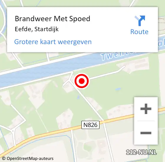 Locatie op kaart van de 112 melding: Brandweer Met Spoed Naar Eefde, Startdijk op 13 maart 2022 22:10