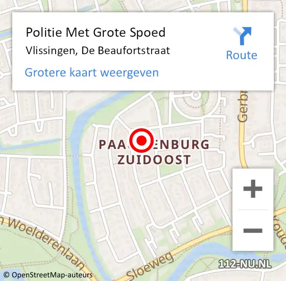 Locatie op kaart van de 112 melding: Politie Met Grote Spoed Naar Vlissingen, De Beaufortstraat op 13 maart 2022 22:22