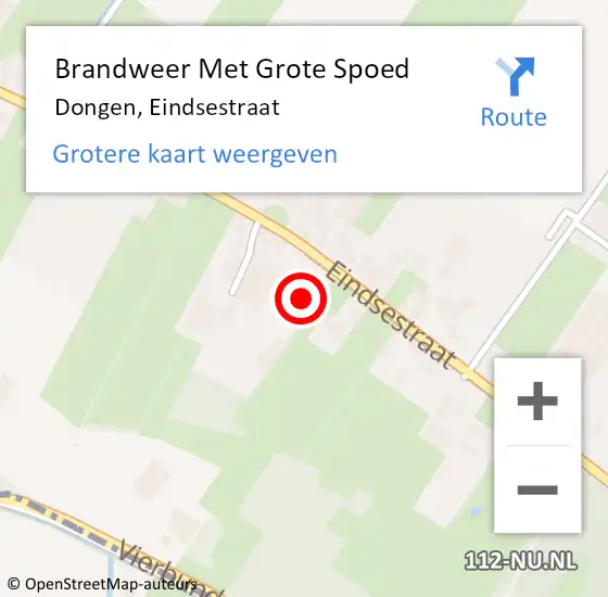 Locatie op kaart van de 112 melding: Brandweer Met Grote Spoed Naar Dongen, Eindsestraat op 13 maart 2022 22:27