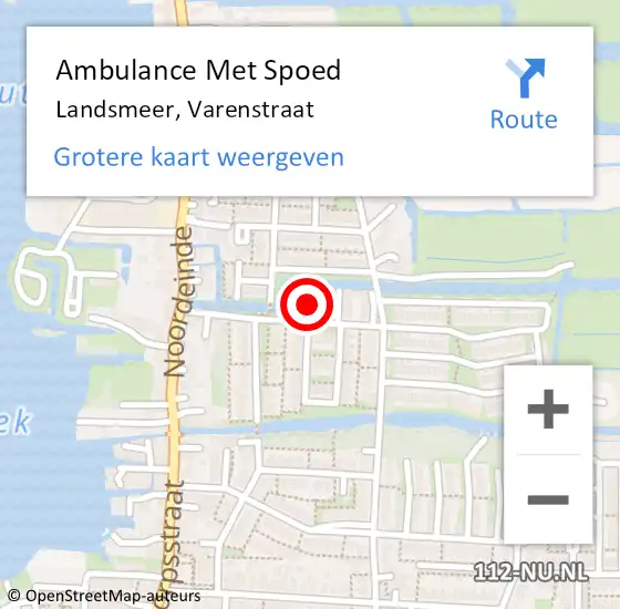 Locatie op kaart van de 112 melding: Ambulance Met Spoed Naar Landsmeer, Varenstraat op 13 maart 2022 22:42