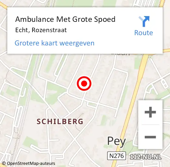 Locatie op kaart van de 112 melding: Ambulance Met Grote Spoed Naar Echt, Rozenstraat op 13 maart 2022 22:49