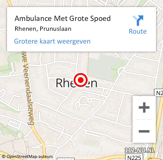 Locatie op kaart van de 112 melding: Ambulance Met Grote Spoed Naar Rhenen, Prunuslaan op 13 maart 2022 23:17