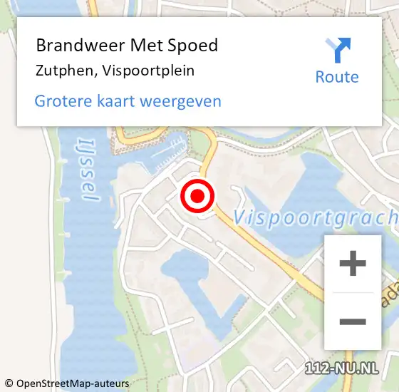 Locatie op kaart van de 112 melding: Brandweer Met Spoed Naar Zutphen, Vispoortplein op 13 maart 2022 23:20