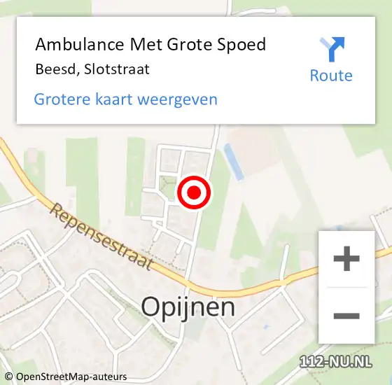 Locatie op kaart van de 112 melding: Ambulance Met Grote Spoed Naar Beesd, Slotstraat op 14 maart 2022 00:25