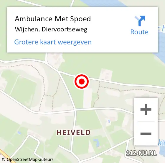 Locatie op kaart van de 112 melding: Ambulance Met Spoed Naar Wijchen, Diervoortseweg op 14 maart 2022 00:33