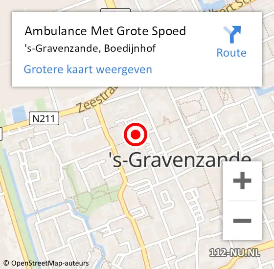 Locatie op kaart van de 112 melding: Ambulance Met Grote Spoed Naar 's-Gravenzande, Boedijnhof op 14 maart 2022 00:45