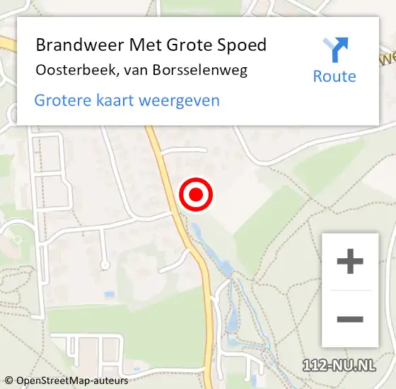 Locatie op kaart van de 112 melding: Brandweer Met Grote Spoed Naar Oosterbeek, van Borsselenweg op 14 maart 2022 00:46