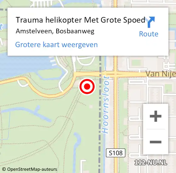 Locatie op kaart van de 112 melding: Trauma helikopter Met Grote Spoed Naar Amstelveen, Bosbaanweg op 14 maart 2022 00:54