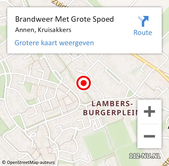 Locatie op kaart van de 112 melding: Brandweer Met Grote Spoed Naar Annen, Kruisakkers op 14 maart 2022 01:07