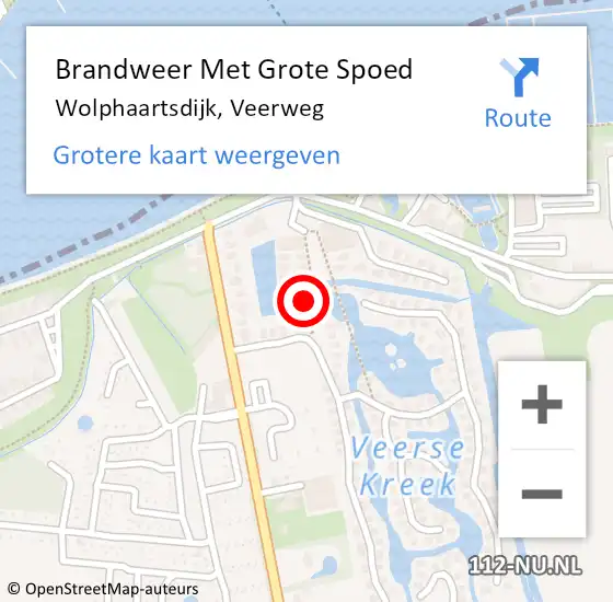 Locatie op kaart van de 112 melding: Brandweer Met Grote Spoed Naar Wolphaartsdijk, Veerweg op 14 maart 2022 01:11