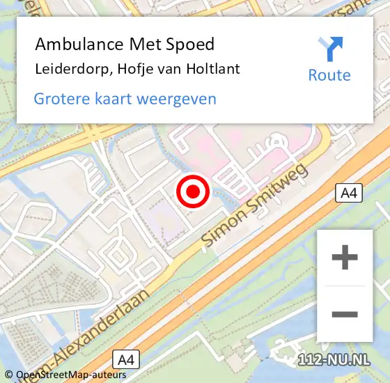 Locatie op kaart van de 112 melding: Ambulance Met Spoed Naar Leiderdorp, Hofje van Holtlant op 14 maart 2022 03:59