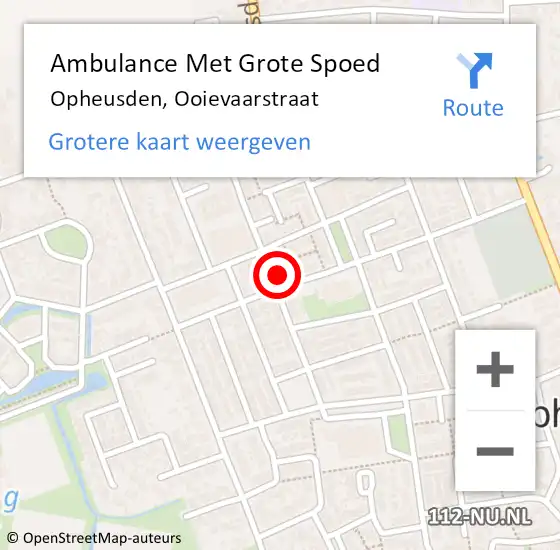 Locatie op kaart van de 112 melding: Ambulance Met Grote Spoed Naar Opheusden, Ooievaarstraat op 14 maart 2022 04:10