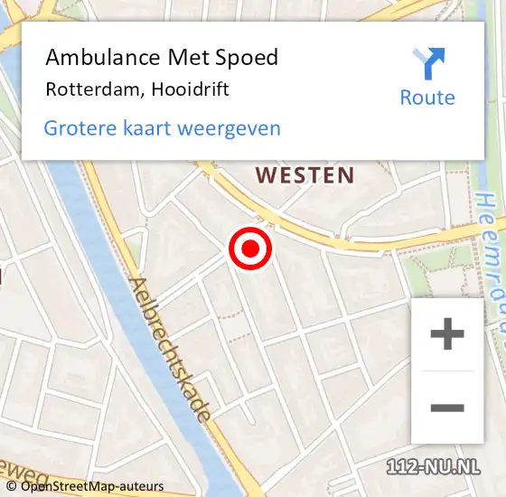 Locatie op kaart van de 112 melding: Ambulance Met Spoed Naar Rotterdam, Hooidrift op 14 maart 2022 04:22