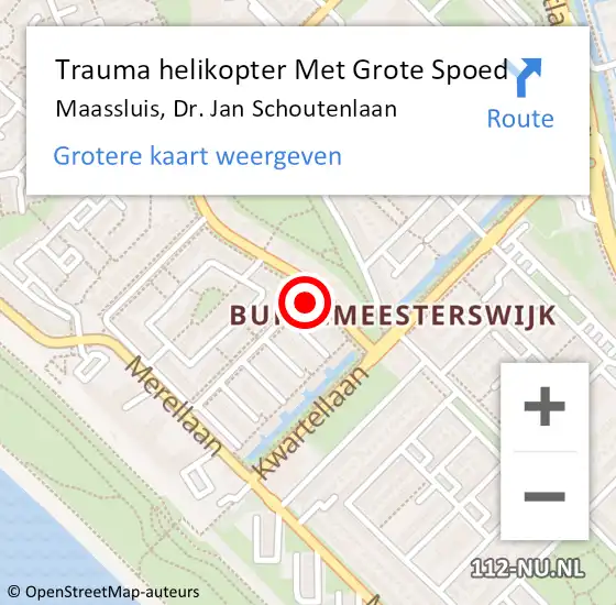 Locatie op kaart van de 112 melding: Trauma helikopter Met Grote Spoed Naar Maassluis, Dr. Jan Schoutenlaan op 14 maart 2022 05:24