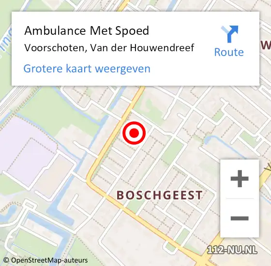 Locatie op kaart van de 112 melding: Ambulance Met Spoed Naar Voorschoten, Van der Houwendreef op 14 maart 2022 05:49