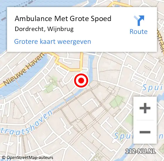 Locatie op kaart van de 112 melding: Ambulance Met Grote Spoed Naar Dordrecht, Wijnbrug op 14 maart 2022 05:56