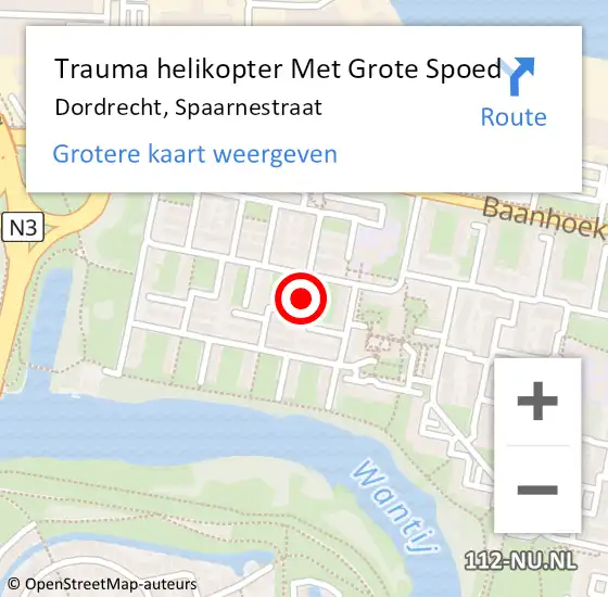 Locatie op kaart van de 112 melding: Trauma helikopter Met Grote Spoed Naar Dordrecht, Spaarnestraat op 14 maart 2022 05:59