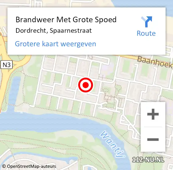 Locatie op kaart van de 112 melding: Brandweer Met Grote Spoed Naar Dordrecht, Spaarnestraat op 14 maart 2022 06:01