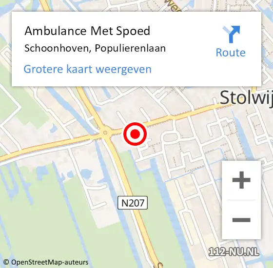 Locatie op kaart van de 112 melding: Ambulance Met Spoed Naar Schoonhoven, Populierenlaan op 14 maart 2022 06:29