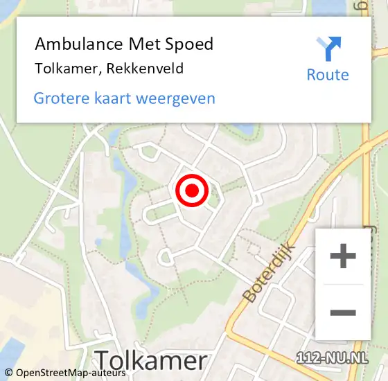 Locatie op kaart van de 112 melding: Ambulance Met Spoed Naar Tolkamer, Rekkenveld op 14 maart 2022 06:29