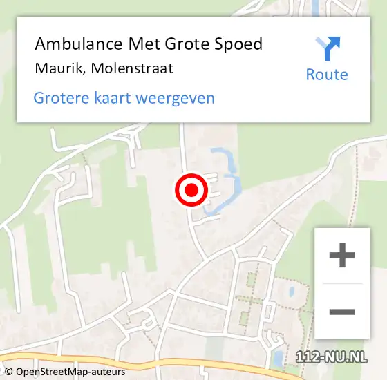 Locatie op kaart van de 112 melding: Ambulance Met Grote Spoed Naar Maurik, Molenstraat op 14 maart 2022 06:30