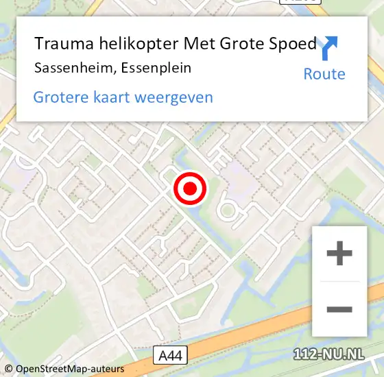 Locatie op kaart van de 112 melding: Trauma helikopter Met Grote Spoed Naar Sassenheim, Essenplein op 14 maart 2022 06:39