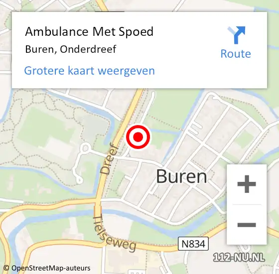 Locatie op kaart van de 112 melding: Ambulance Met Spoed Naar Buren, Onderdreef op 11 juli 2014 01:15