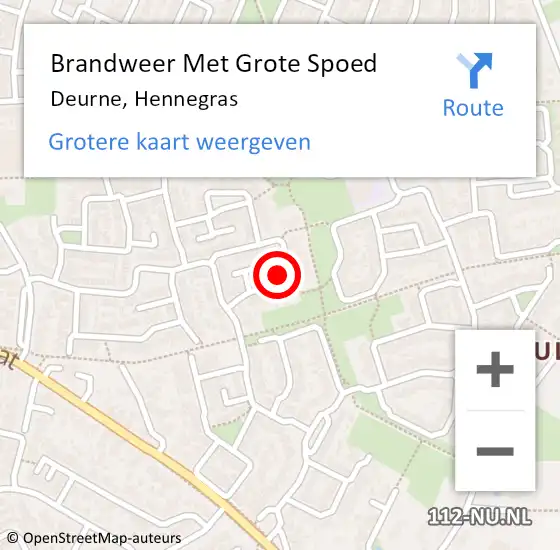 Locatie op kaart van de 112 melding: Brandweer Met Grote Spoed Naar Deurne, Hennegras op 14 maart 2022 07:08