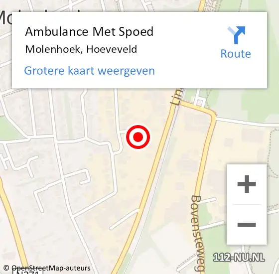 Locatie op kaart van de 112 melding: Ambulance Met Spoed Naar Molenhoek, Hoeveveld op 14 maart 2022 07:08